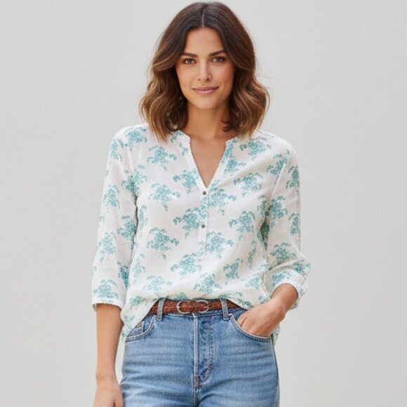 Scotch & Soda Tops - Scotch & Soda Women's Floral Blouse 3/4 length sleeve Button front Cream Size XS